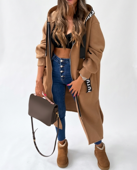 Haven Oversized Hooded Cardigan – Beige