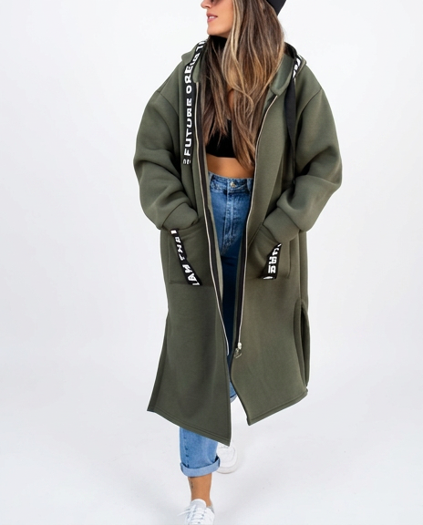 Haven Oversized Hooded Cardigan – Beige