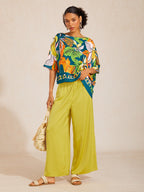 Bell Flower Satin Batwing Top in Sky Blue by Aurelia Sun