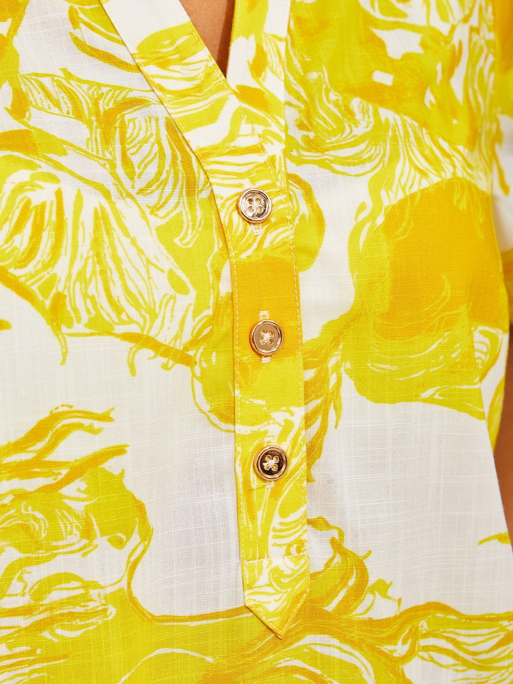 Mustang Print Linen-Look Midi Shirt Dress in Goldenrod Yellow by Aurelia Sun
