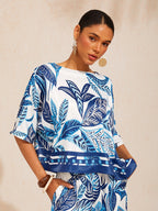 Golden Petal Satin Batwing Top in Vibrant Orange by Aurelia Sun