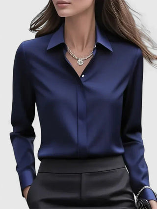 Tania Satin Button-Front Blouse