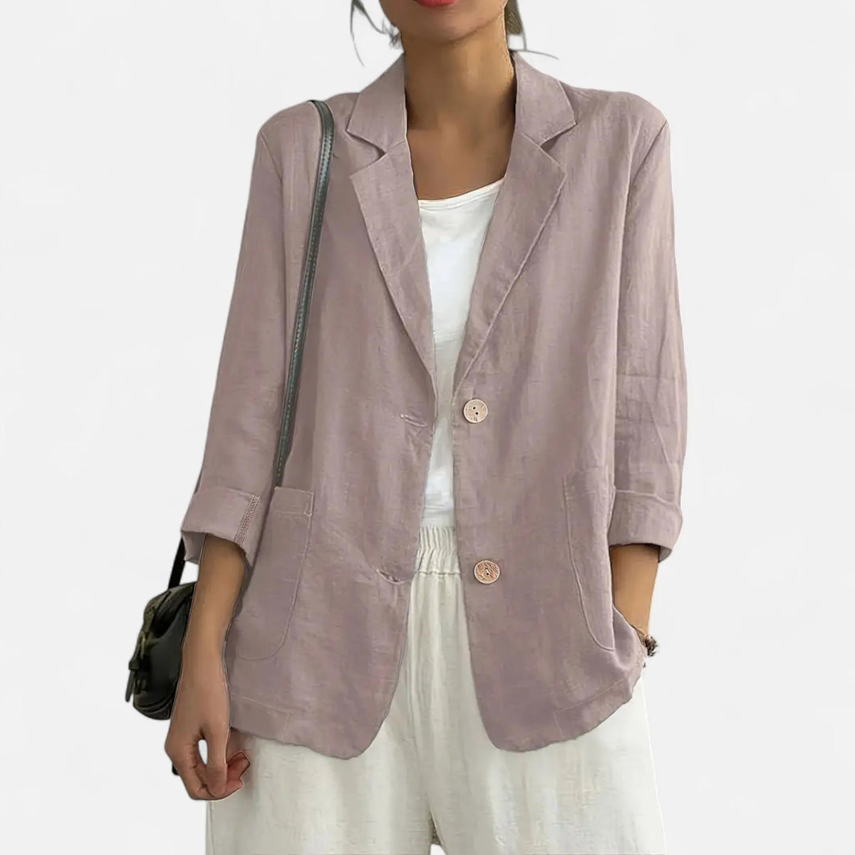 Tailored Linen-Blend Blazer