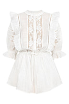 Cotton Cheesecloth Puff-Sleeve Playsuit