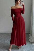 Women's Off-Shoulder Ruched Maxi Dress