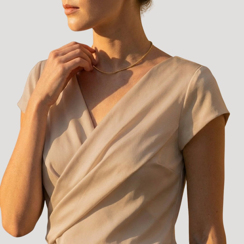 Cindy Draped Wrap Blouse in White by Aurelia Sun