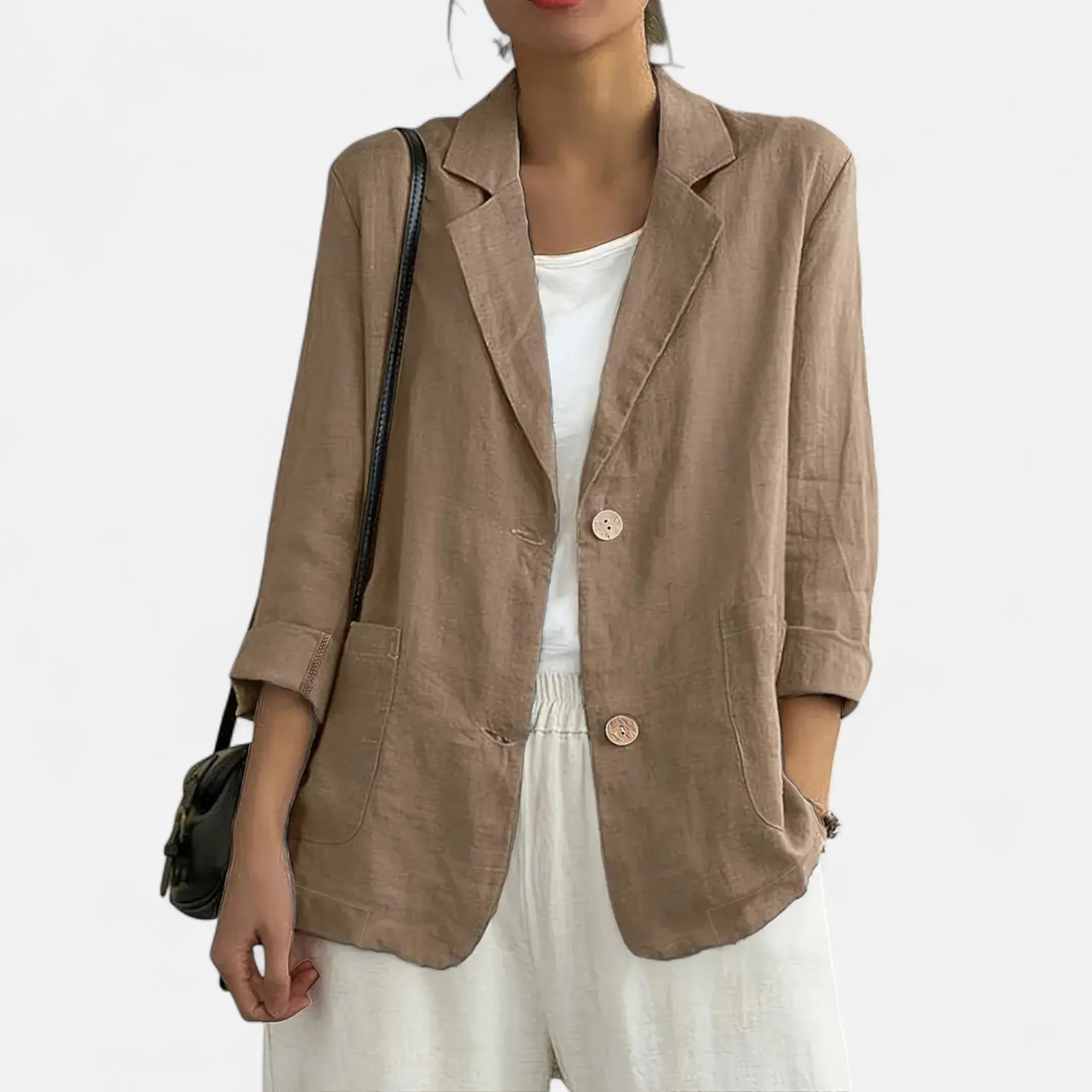 Tailored Linen-Blend Blazer
