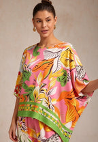 Golden Petal Satin Batwing Top in Cream Yellow by Aurelia Sun