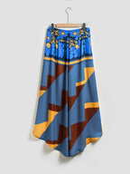 Hawaii Palm Satin Wrap Wide-Leg Pants in Blue by Aurelia Sun