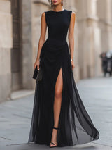 Draped High Slit Maxi Dress