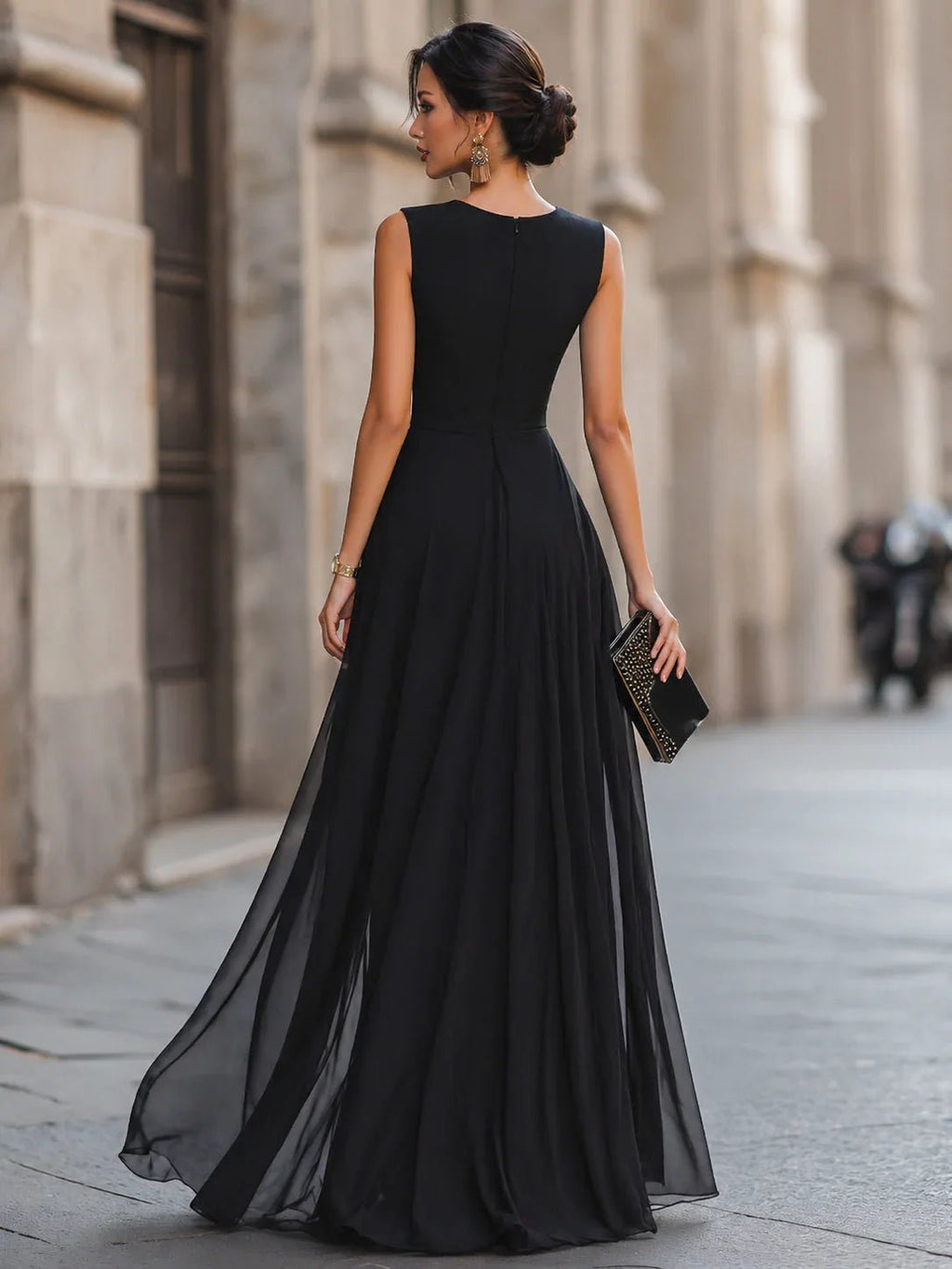 Draped High Slit Maxi Dress - Aurelia Sun