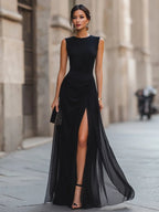 Draped High Slit Maxi Dress - Aurelia Sun