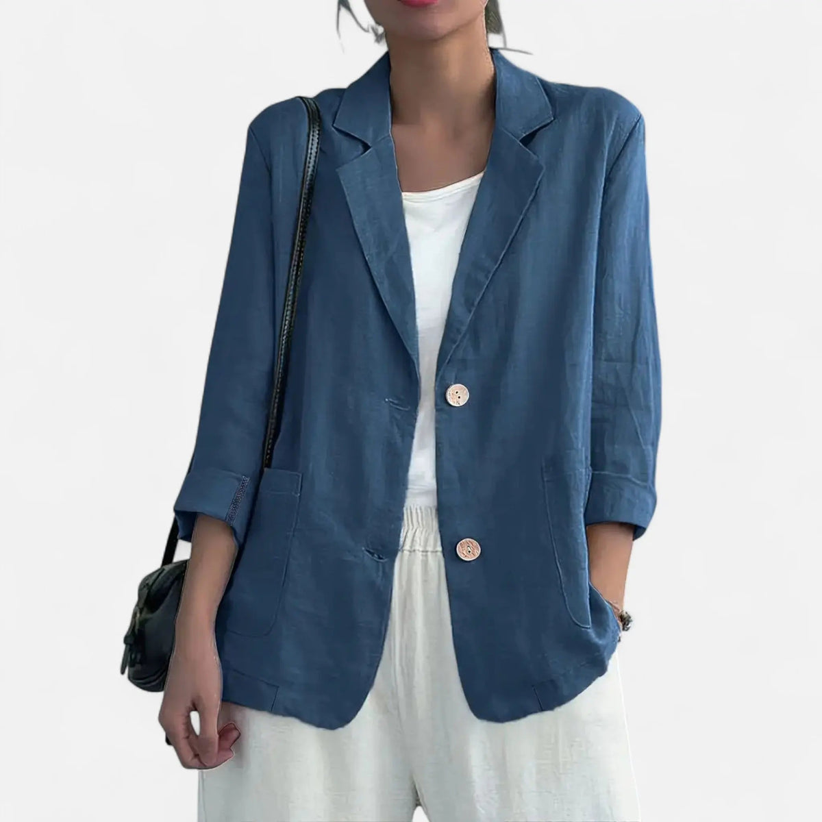 Tailored Linen-Blend Blazer