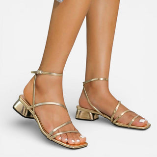 Ebony Metallic Block Heel Sandals