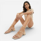 Ebony Metallic Block Heel Sandals in Gold by Aurelia Sun