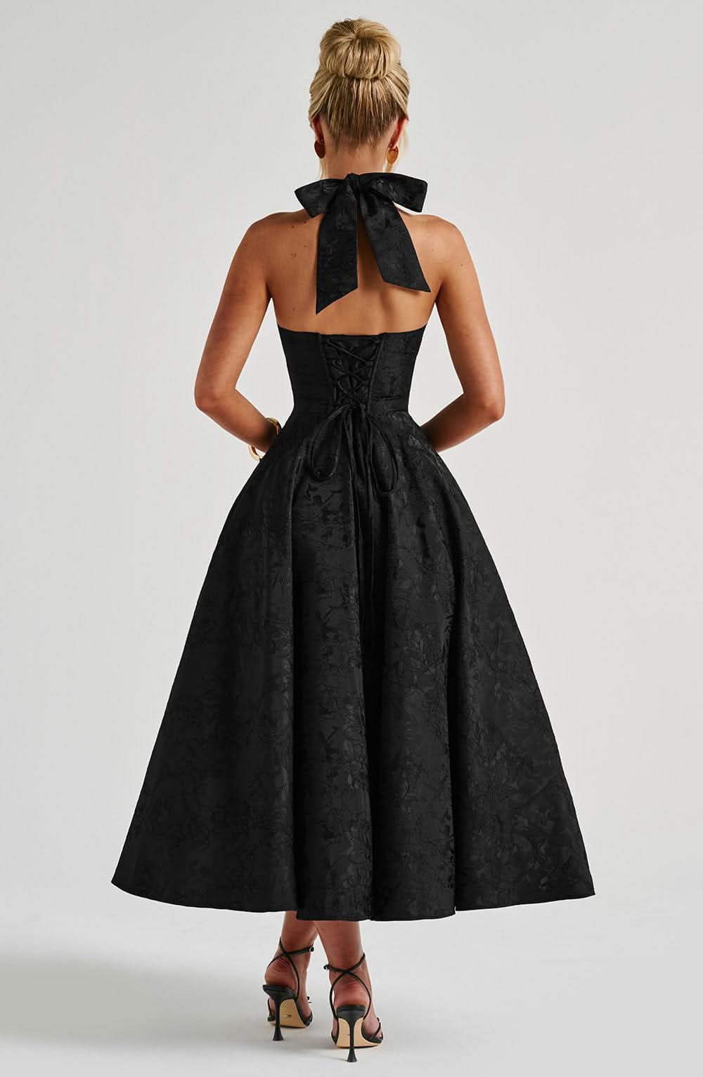 Floral Halter Wedding Guest Midi Dress