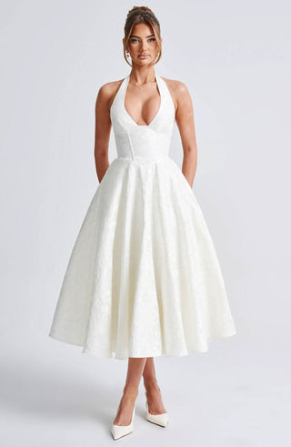 Floral Halter Wedding Guest Midi Dress