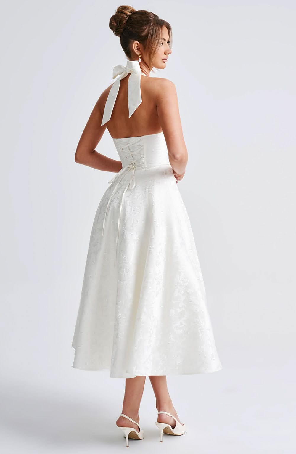 Floral Halter Wedding Guest Midi Dress