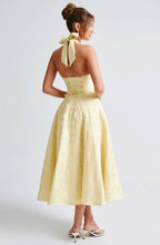 Floral Halter Wedding Guest Midi Dress