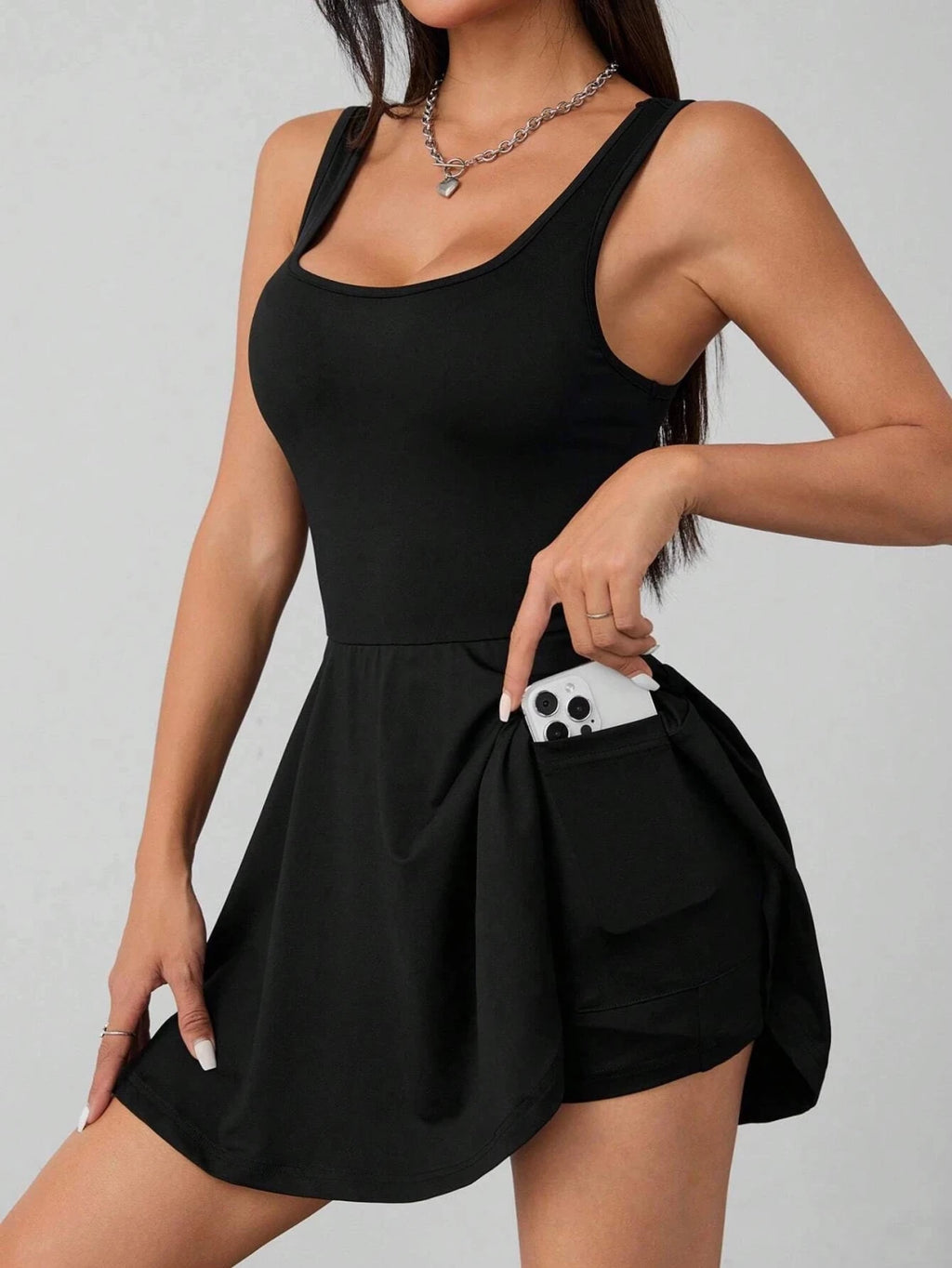 Elara Square Neck Skort Dress - Aurelia Sun
