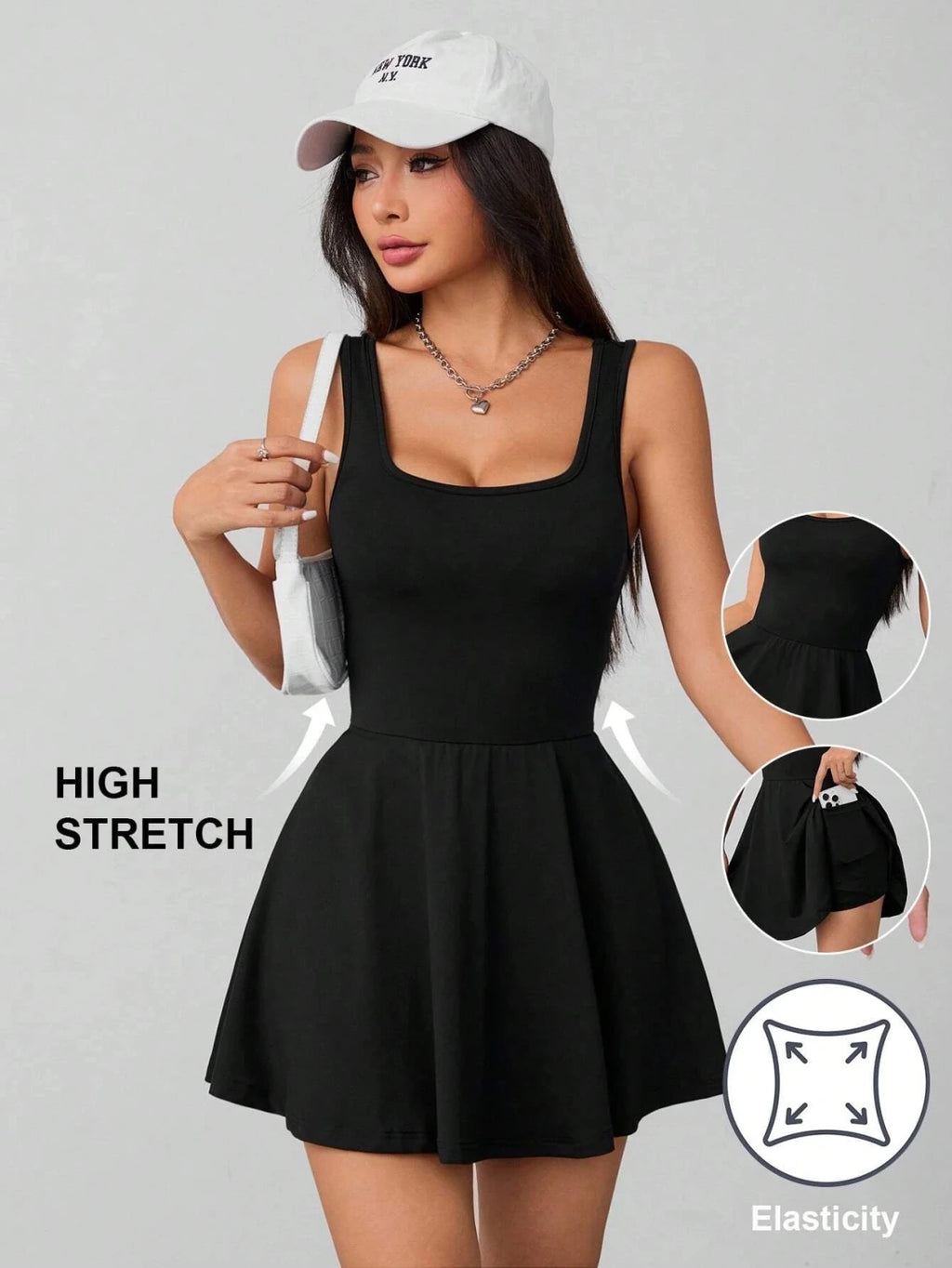 Elara Square Neck Skort Dress - Aurelia Sun