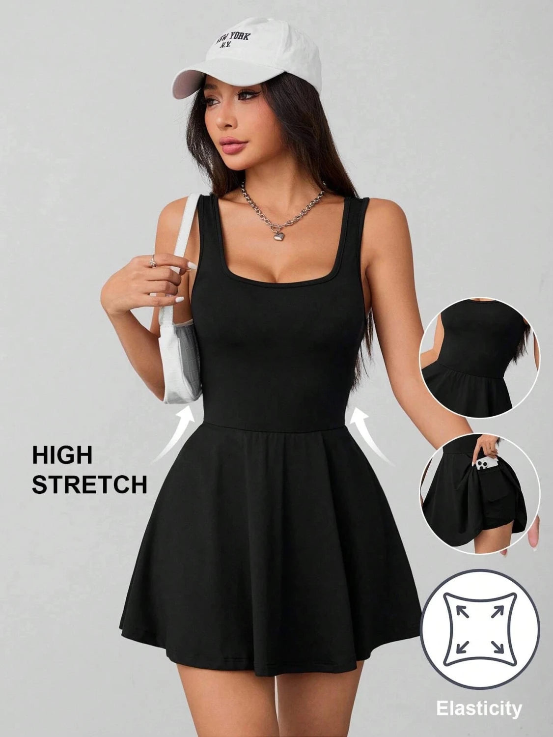 Elara Square Neck Skort Dress - Aurelia Sun