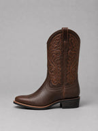 Embroidered Western Leather Boots - Aurelia Sun