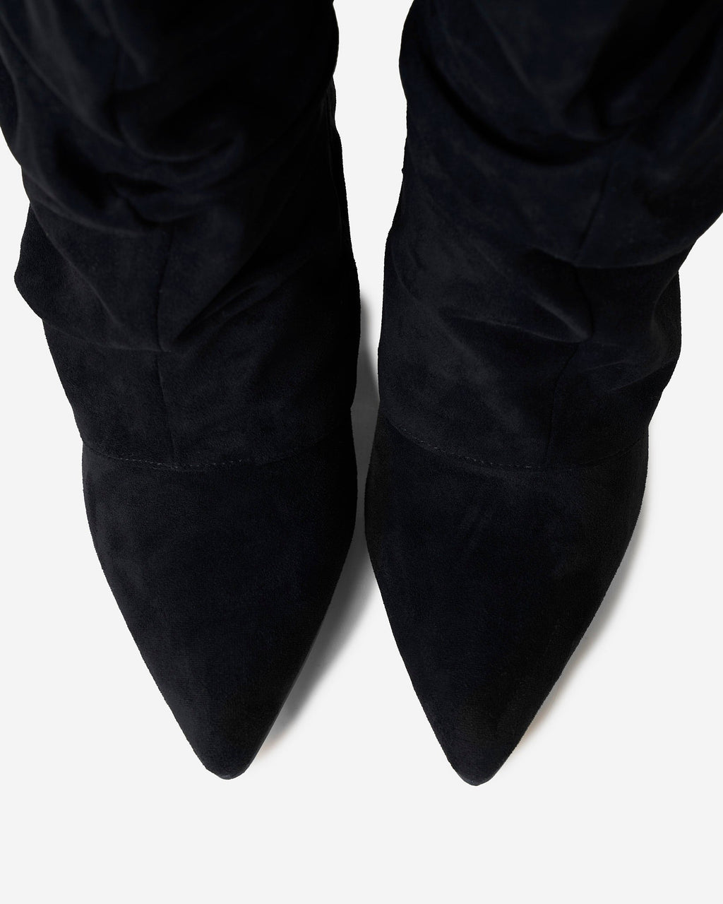 Black Fold-Over Hidden-Heel Knee Boots