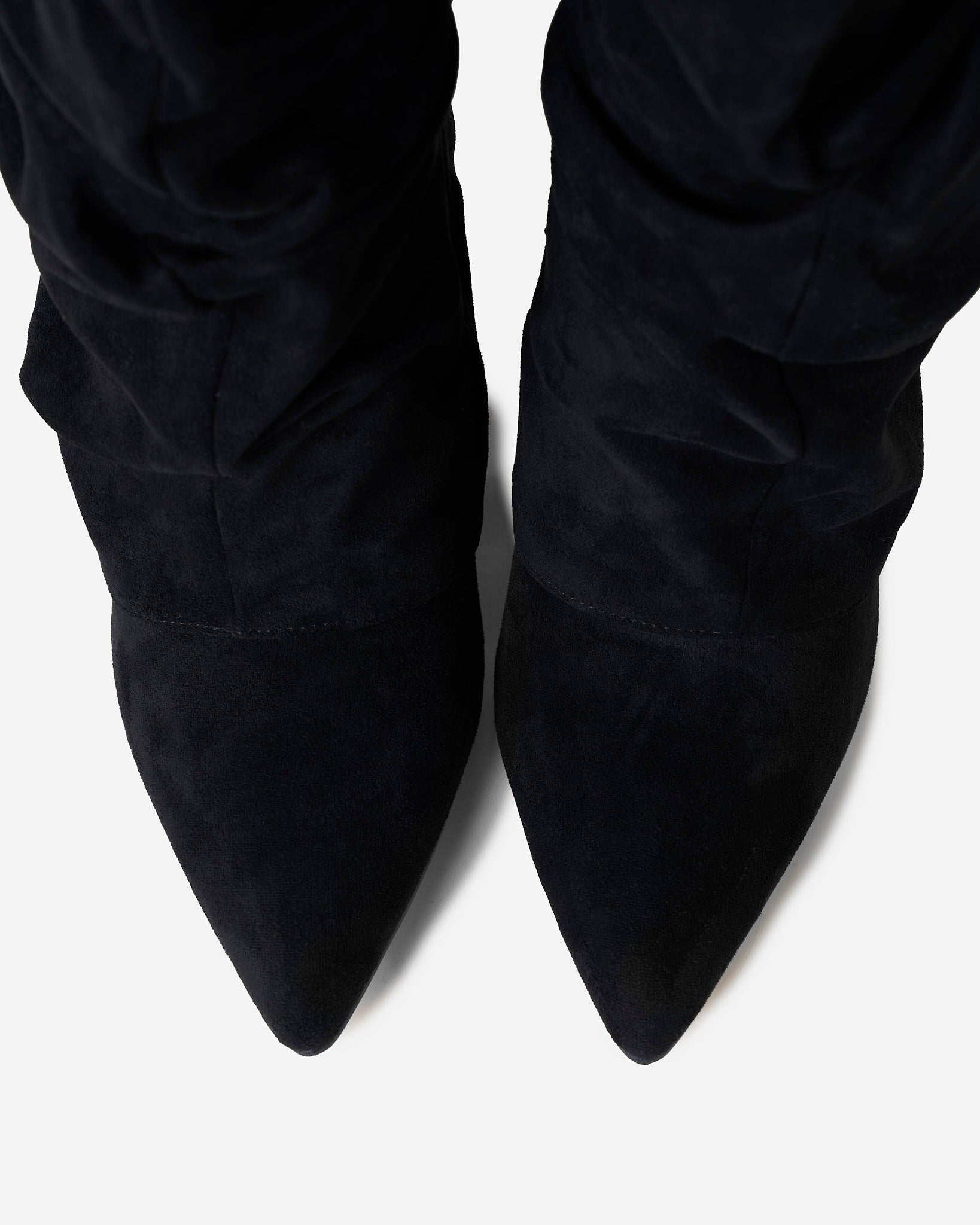 Black Fold-Over Hidden-Heel Knee Boots