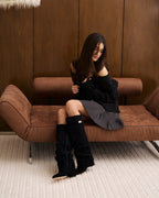 Black Fold-Over Hidden-Heel Knee Boots