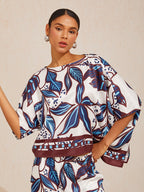 Hibiscus Satin Batwing Top in Emerald Green by Aurelia Sun