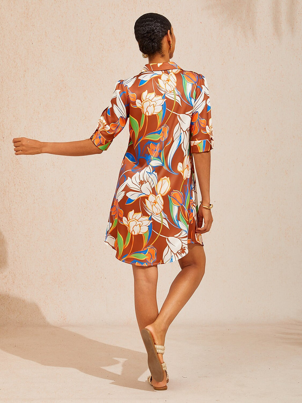 Santorini Scenic Satin Midi Shirt Dress by Aurelia Sun