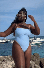 Sky Blue Bandeau High-Leg Swimsuit