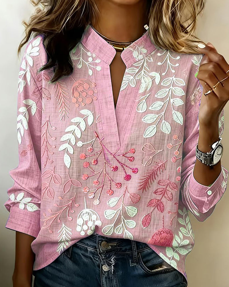 Brielle Soft-Touch Floral Blouse – Blue