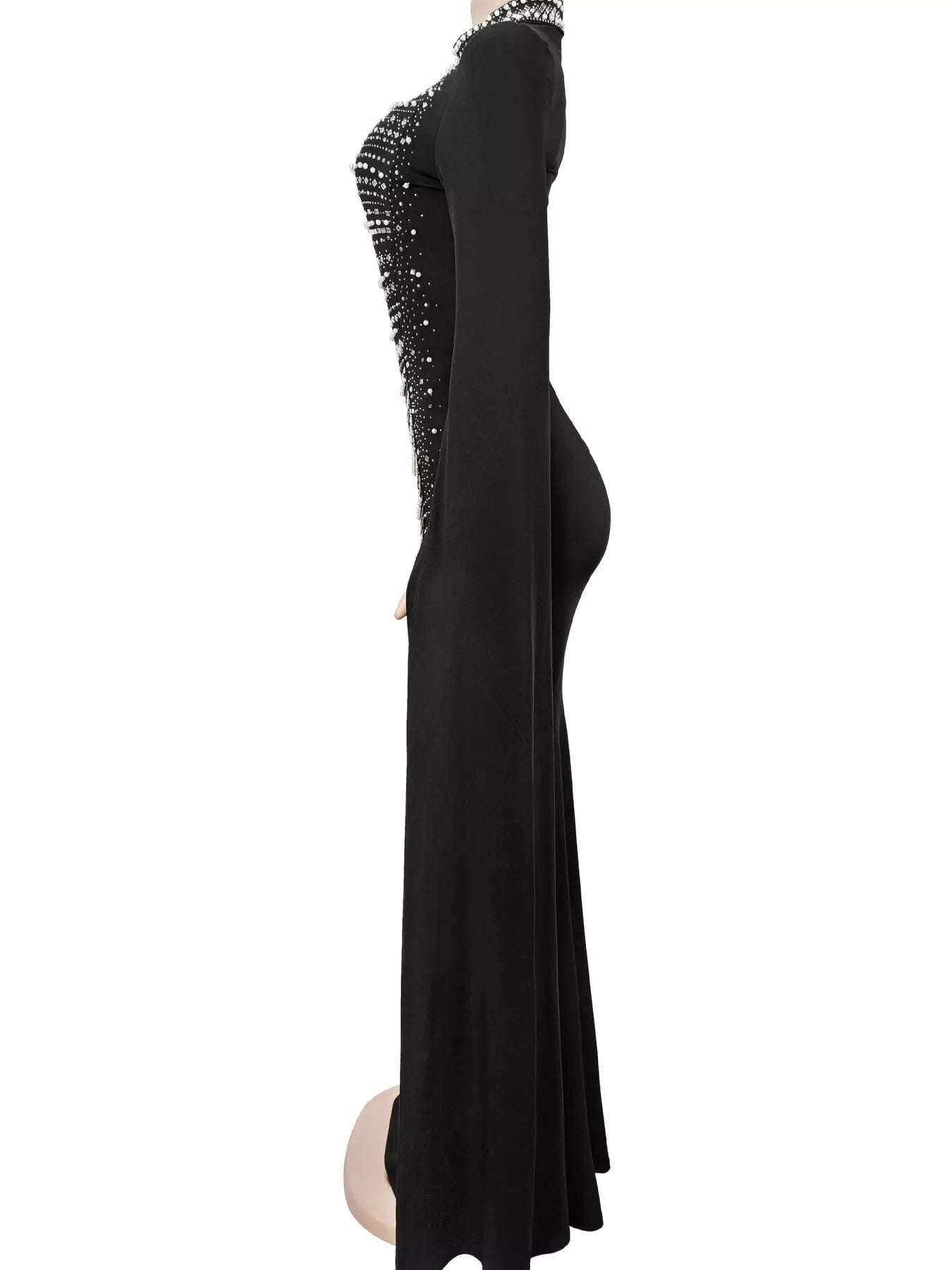 Women's Rhinestone Cape Maxi Dress