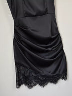 Women's Satin Mini Dress with Lace Cape