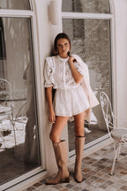 Cotton Cheesecloth Puff-Sleeve Playsuit