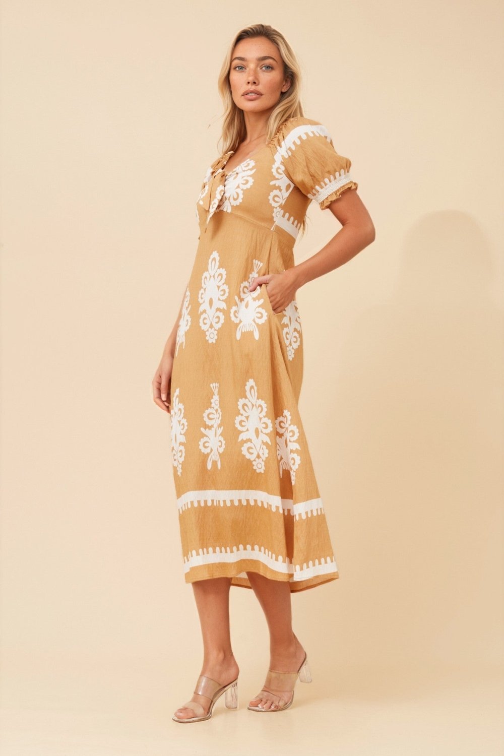 Faith Boho Floral Midi Dress - Aurelia Sun