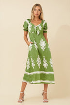 Faith Boho Floral Midi Dress - Aurelia Sun