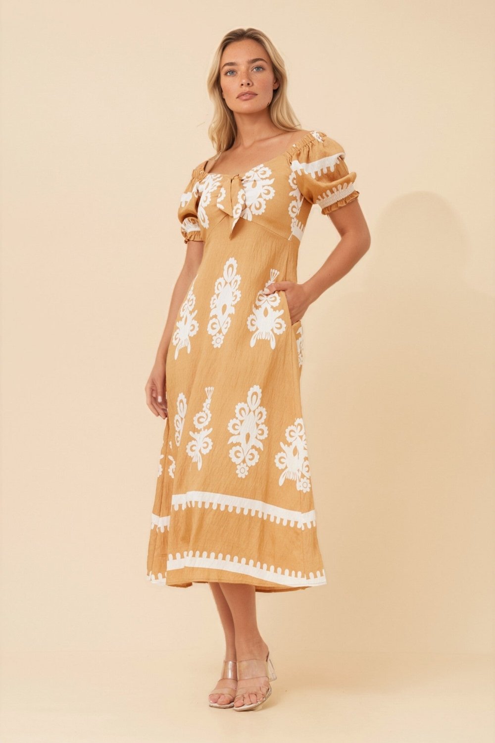 Faith Boho Floral Midi Dress - Aurelia Sun