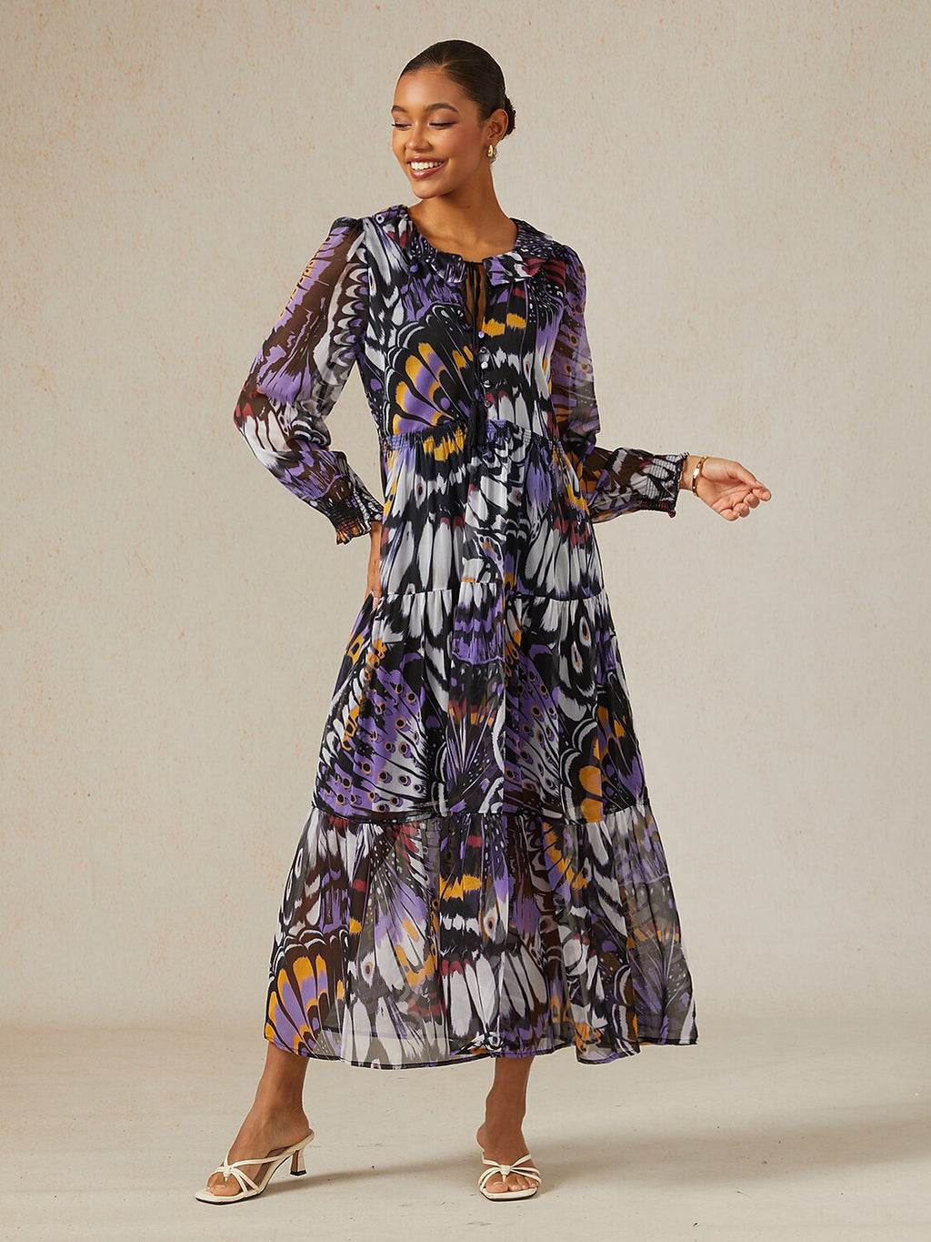 Jungle Butterfly Chiffon Maxi Dress by Aurelia Sun