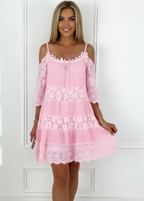 Fallon Pink Lace Mini Dress