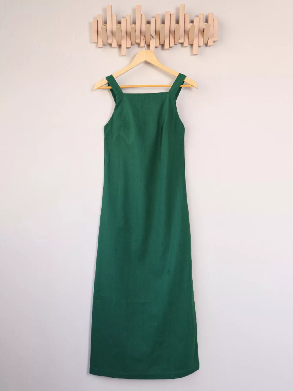 Women's Cotton Linen Side-Slit Midi Dress – Brown