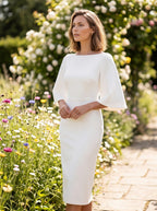 Juliette Flutter-Sleeve Midi Dress – White