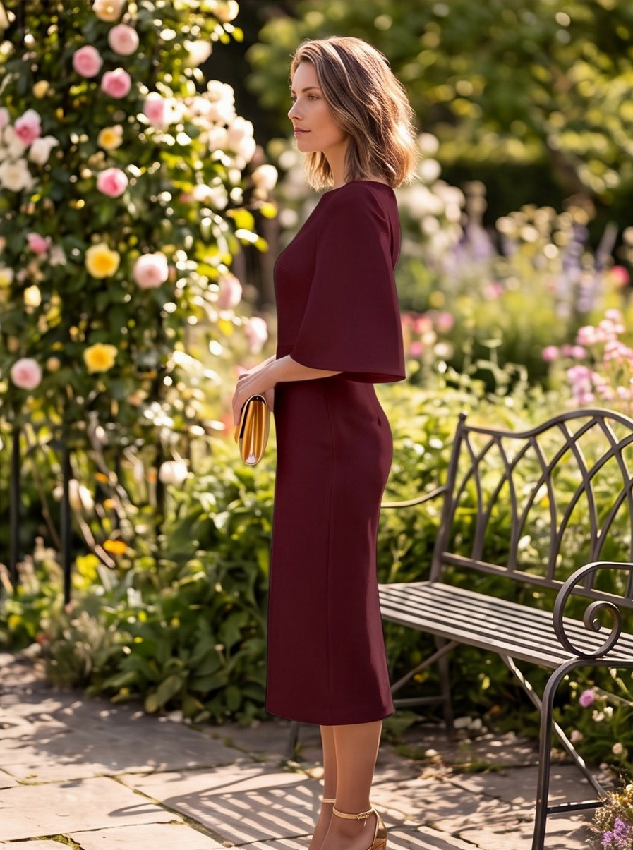 Juliette Flutter-Sleeve Midi Dress – product view