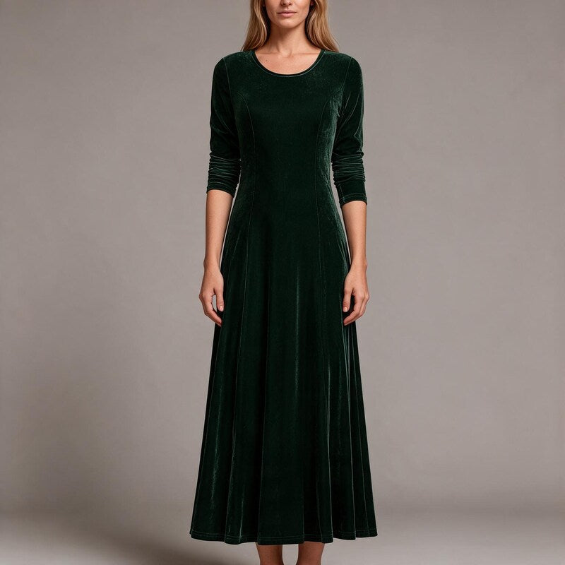 Noelle Velvet A-Line Maxi Dress in Black by Aurelia Sun