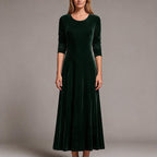Noelle Velvet A-Line Maxi Dress in Black by Aurelia Sun