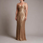 Aurora Metallic Corset Maxi Gown in Gold by Aurelia Sun