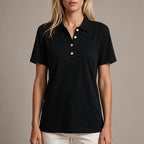 Margaux Relaxed Cotton Polo Shirt in Black by Aurelia Sun