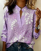 Brielle Soft-Touch Floral Blouse – Purple